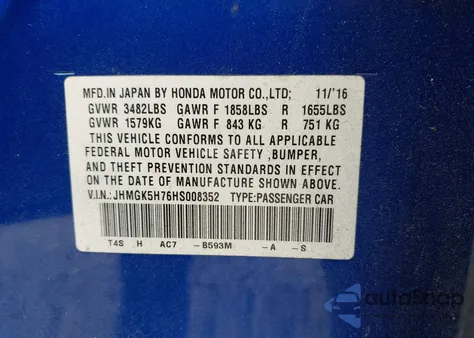 2017 Honda Fit Ex из США, поврежденный, VIN JHMGK5H76HS008352